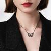Edgy Heart Bat Wing Pendant Necklace Dark Fantasy Skull Hand Jewelry For Women Gothic Halloween Gift Fashion Accessory