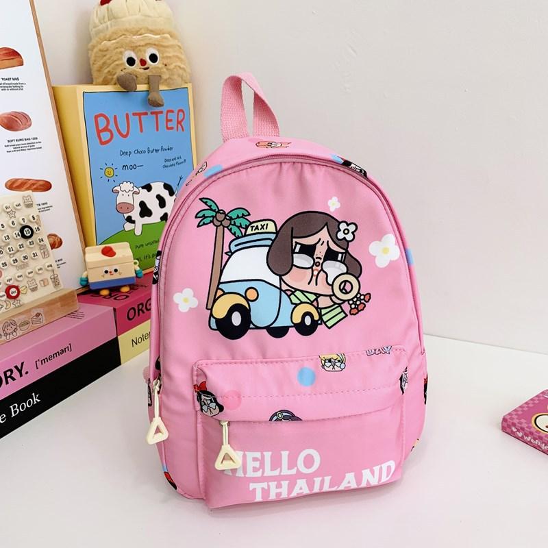 

New fashion casual kindergarten schoolbag female cute cartoon burden reduction backpack primary school students backpack tide рожевий