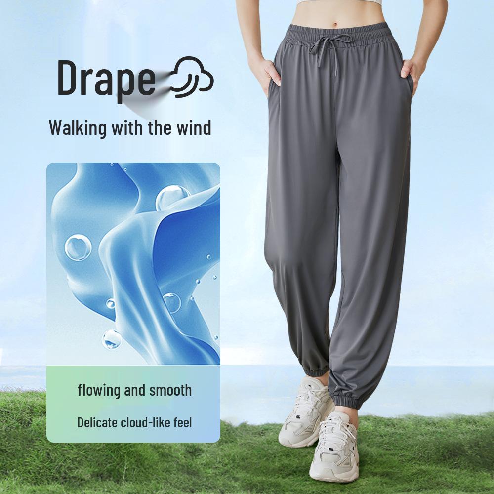 UPF 50+ Women's Ice Silk Loose Sports Pants: Summer Outdoor Quick-Dry, UV Protection Sunscreen.