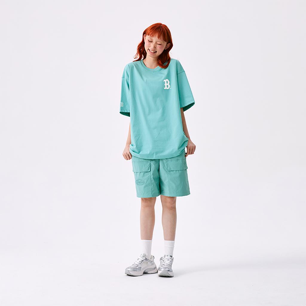 New MLB Boston Red Sox Basic Collection SS25 T Shirt Unisex Heather Gray Mint Green 3ATSB0753-43MTM