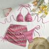 Boemia Stampato con Gonna Bikini Halter con Lacci Costume da Bagno Femminile Costumi da Bagno da Donna Set Bikini Tre Pezzi Costume da Bagno