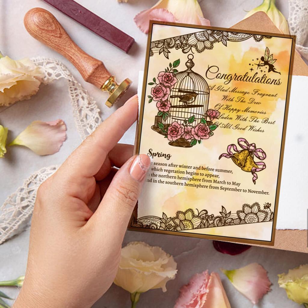 PH PandaHall Clear Stamp European Retro Animal Stamps for and Other Perfect for Letter and DIY Decorative 7-Piece Set, Weddings, Spring, Occasions.