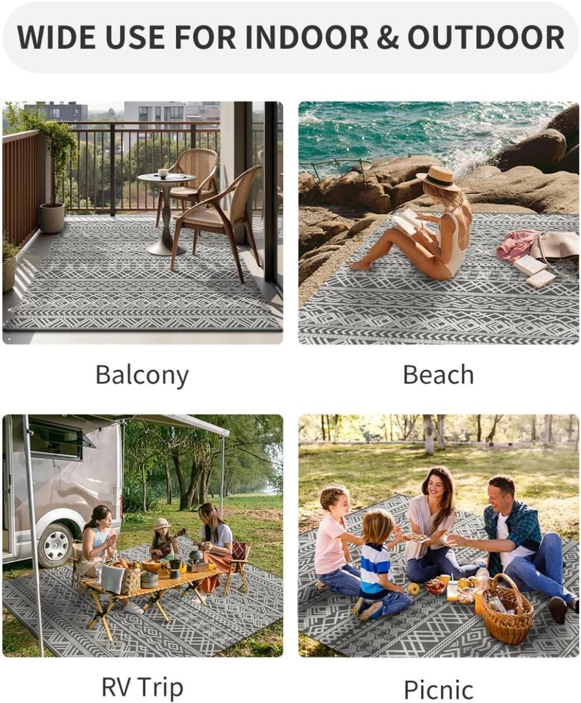 Outdoor Rug Carpet Waterproof 5x8 Outdoor Patio Rug Mat Reverisble Plastic Straw Outdoor Rug