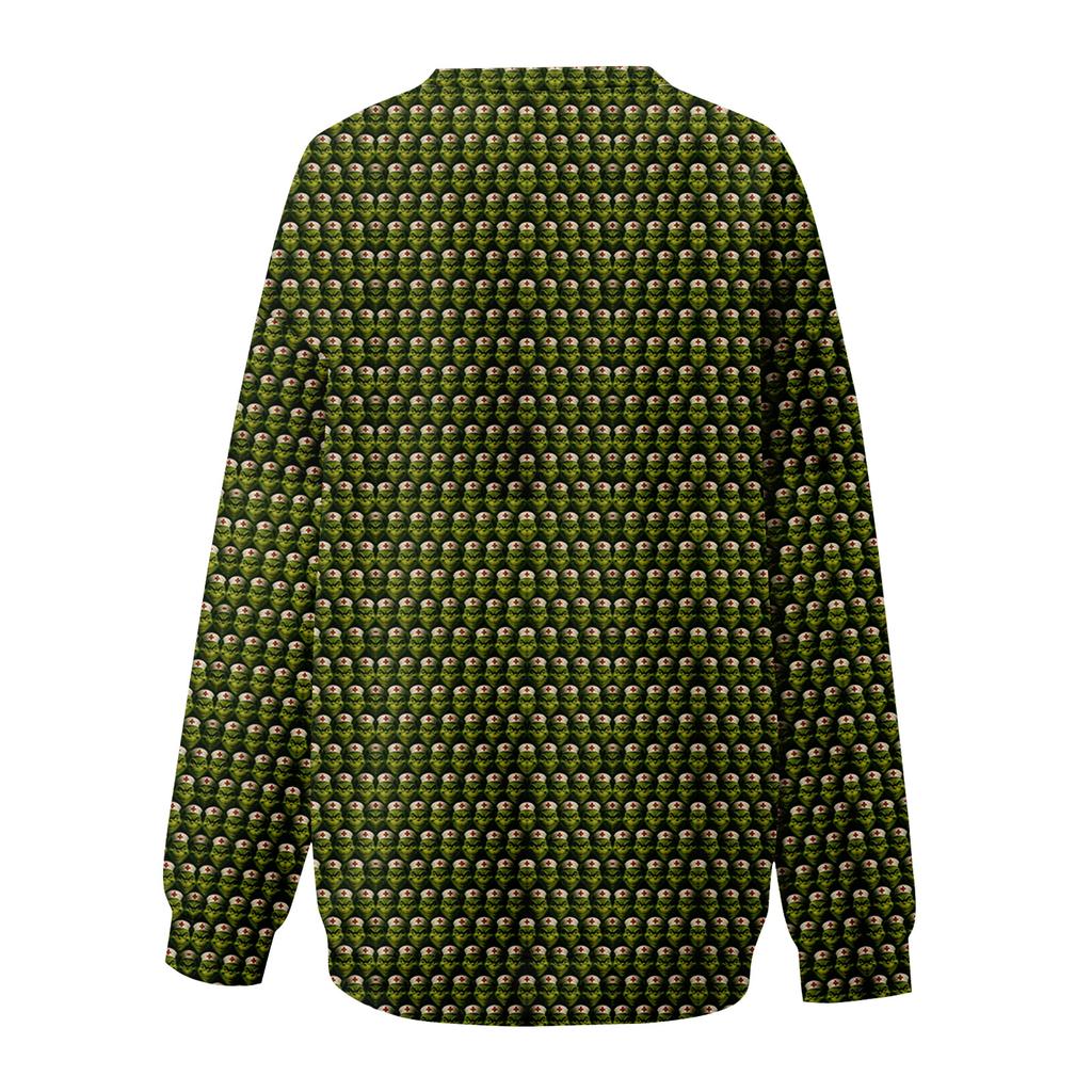 Women's Fashion Casual Long Sleeve Christmas Printed Neck Top