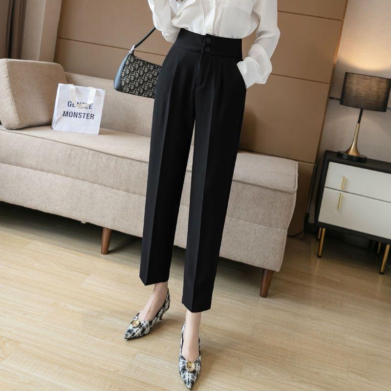 Women's High Waist Slimming Drapey Cropped Pants for Spring/Autumn