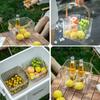 Lightweight Transparent Carry Basket Stylish Plastic Storage Bin With Wooden Handle For Kitchen Bathroom And Outdoor Activities