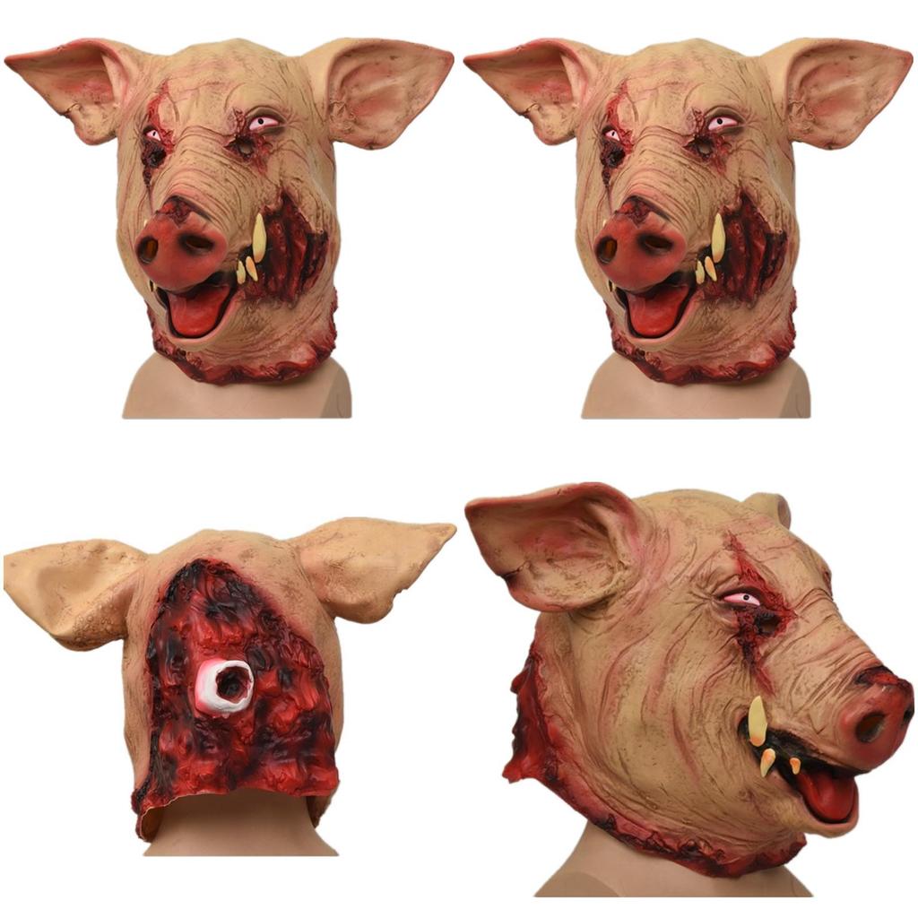 Funny Wild Boar Head Mask For Halloween Party Unique Latex Animal Costume Accessory