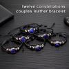 Armband 12 Tierkreiszeichen Armreif Schwarz Punk Leuchtend Handgefertigt Verstellbar Mode Charm Mehrschichtiges Armband Geburtstagsgeschenke