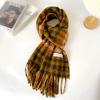 Plaid Scarf Women's Winter New Korean Version of Qiandongge Shawl Imitation Cashmere Warm Fringed Scarf Thickened Tide