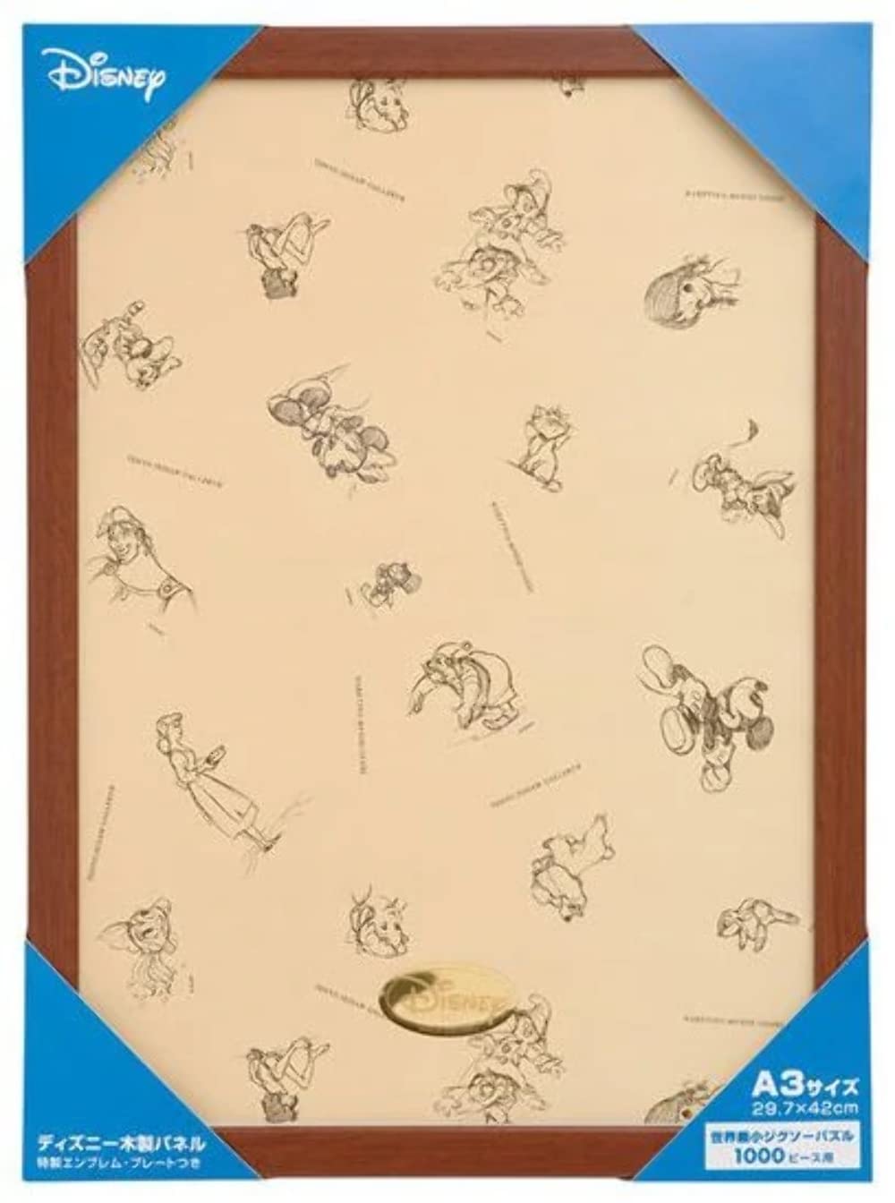 

Tenyo [Made in Japan] Wooden Puzzle Frame, Disney Panel, World 1000 Pieces, Brown (29.7x42cm), Includes Disney Emblem Plate and Hanging Cord