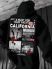 Oversize'owa Męska Bluza z Kapturem Street Hip Hop Sportowa Vintage Collage Zdjęcie z Wybrzeża Kalifornii Tekst Holiday Grafika Nadruk na Plecach Luźna Bluza Pulower