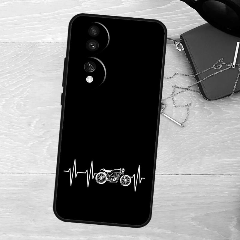 Motorcycle Heartbeat Case For Honor 200 400 Pro 50 70 90 Lite X9a X9b X9c X9d X8a X8b X8c Magic 5 6 7 8 Pro Cover