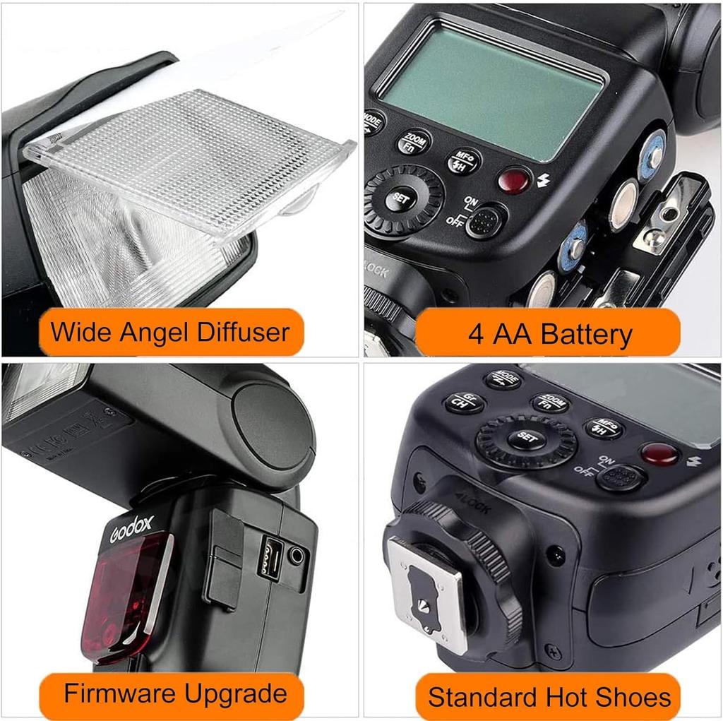 Godox GODOX TT600 Flash Speedlite Flash with GN60 Compatible with and Olympus DSLR Cameras [Authorized Dealer] Master/Slave Built-in 2.4G Canon,