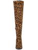 Allegra K Women's Leopard Print Knee-High Boots with Stiletto Heels, Size 24.0 Cm, Winter