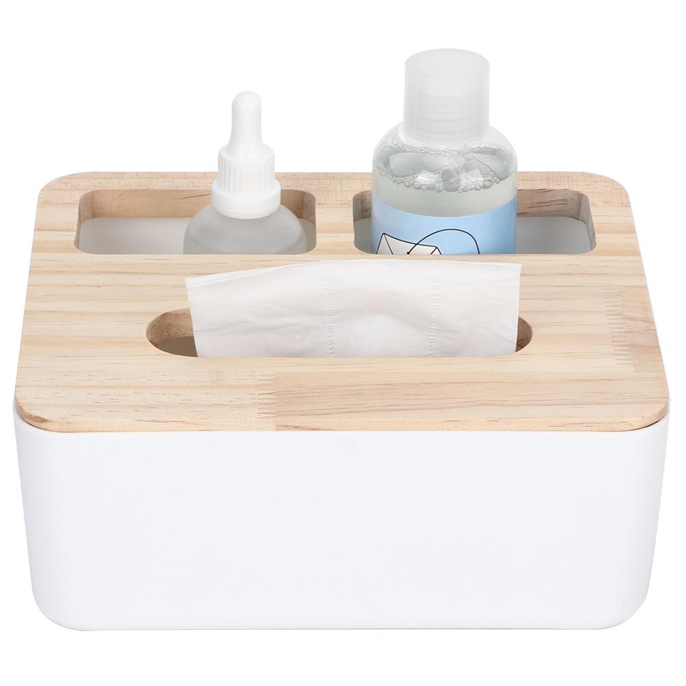 Multifunktionaler Desktop-Papieraufbewahrungshalter Taschentuchbox-Etui mit Deckel für Zuhause Büro(Drei-Fächer-Taschentuchbox )