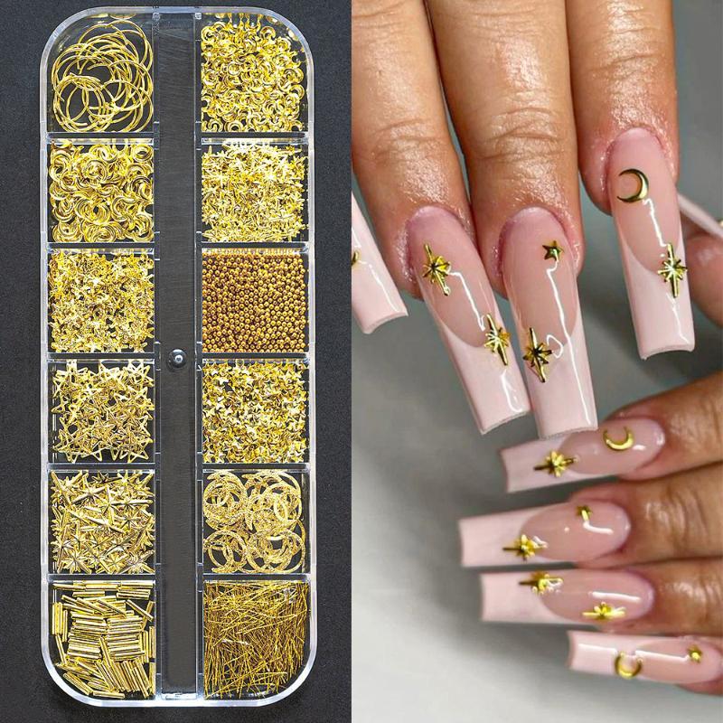 12Grids 3D Exquisite Cross Nail Art Rhinestones Y2K Metal Punk Full Glitter Diamond Cross Nail Charms