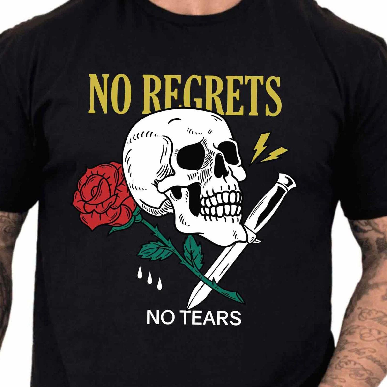 Skull Rose Dagger T-Shirt Gothic Tattoo Graphic Tee Biker Punk Rock Gift L