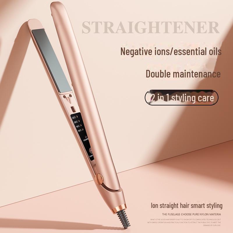 Dual-Purpose Ceramic Hair Straightener & Curling Iron: Safe for Hair, Ideal for Straightening and Styling Bangs