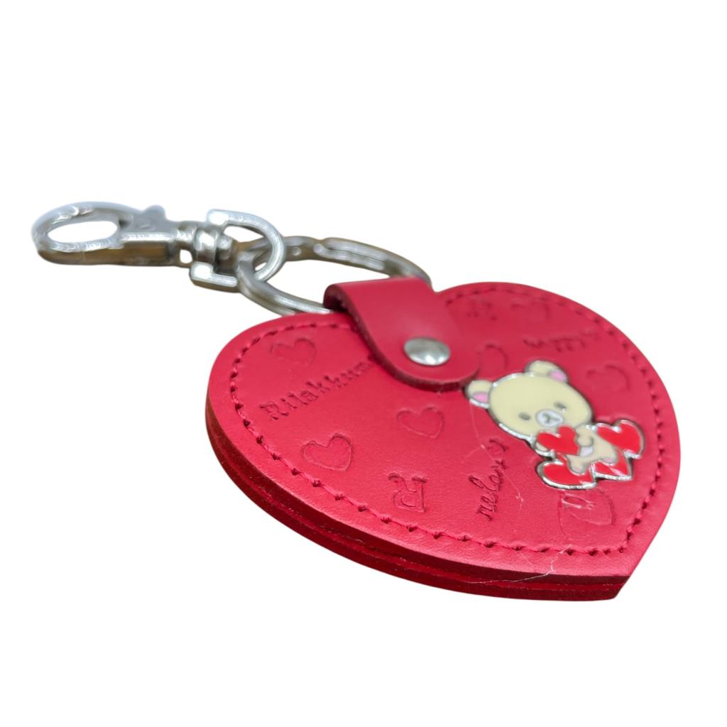 [Ushikubo Handwerk] Rilakkuma Leder Herzförmiger Schlüsselanhänger Korilakkuma Rot RD RK-006