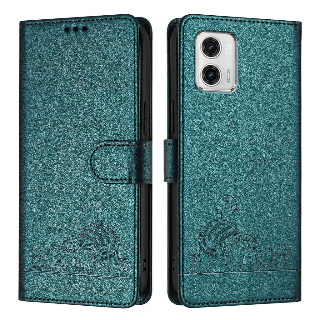 6-färgat PU-läder telefonplånboksfodral med katt-och-mus-mönster Fodral för Motorola Moto E13,E20,E30,E40,Moto G,Moto G Play,G04,G05,G13,G23,G53...