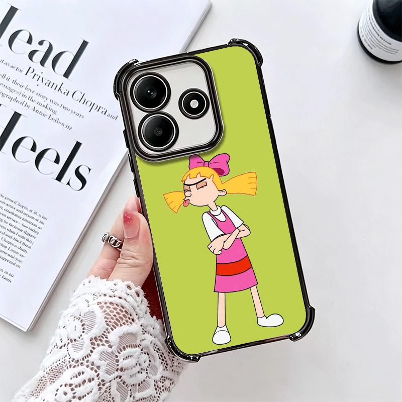 Cartoon Hey Arnold Helga Plating Phone Case For Xiaomi Redmi Note 14 15 Pro Plus 13 12 11 11S 11T 10 9S 9 5G Anti-Fall Airabag C