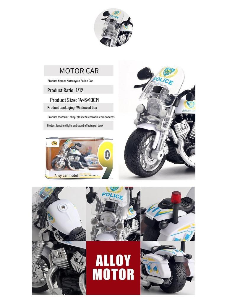 Dreamy Alloy Motorcycle Model 1:12 with Sound & Light Effects - Pull-Back Toy for Kids