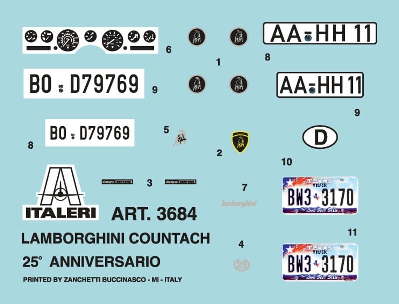 Platz Italeri 1/24 Lamborghini Countach 25th Anniversary Plastic Model Kit IT3684 (Automobile)