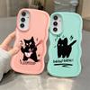 Cartoon Black Cat Case for Samsung Galaxy A52 A14 A15 A12 A16 A11 A21s A13 Soft Phone Cover A06 A23 A03 A05 A33 A53 A04 A22