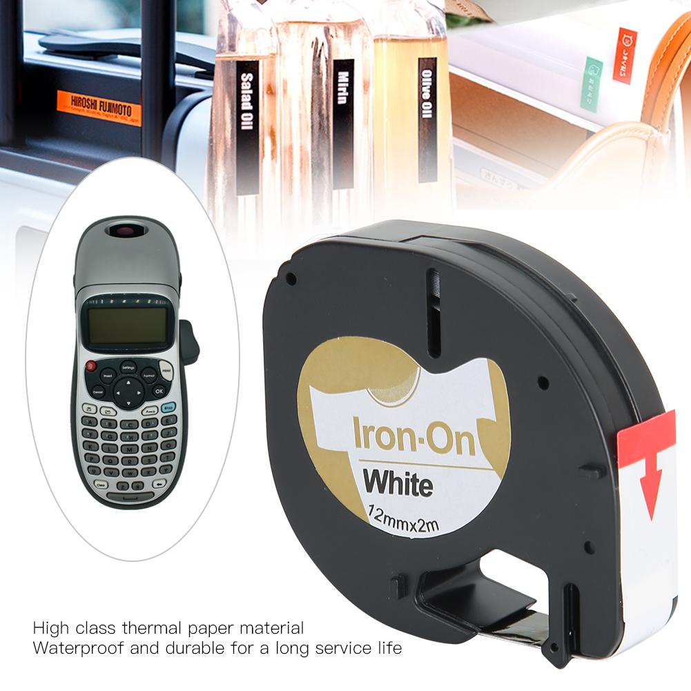 Print Label Tape Fabric Ironing Ribbon Black on White for  Labeling Machine 12mmx2meter