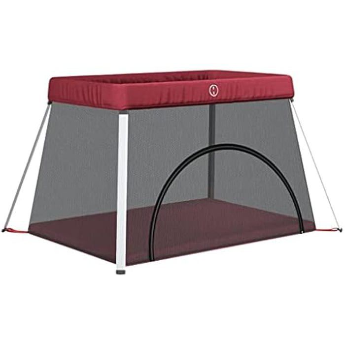 Box for Children - Revera - Red Mattress - Linen Fabric - 2-in-1 Travel Bed - Comfortable and Practical