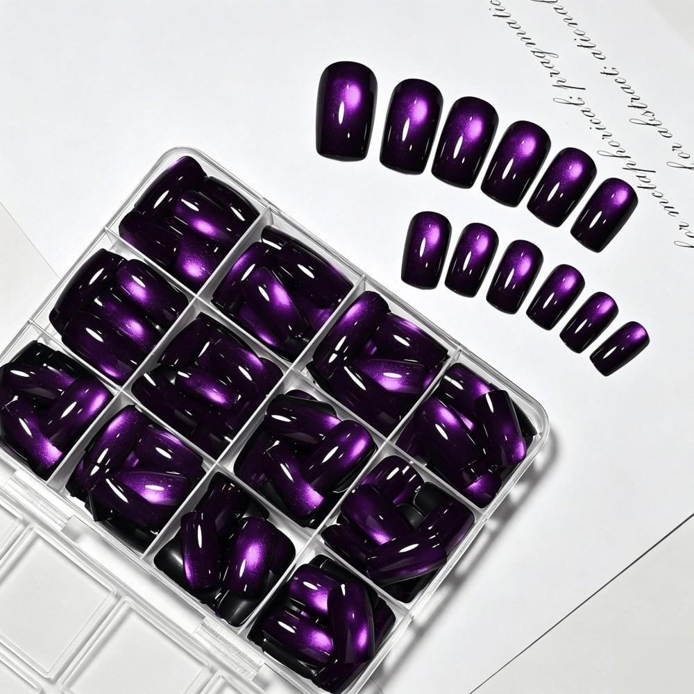 144Pcs Glossy Finish Press On Nails Medium Oval Fake Fingertips Full Cover Nails for Xmas