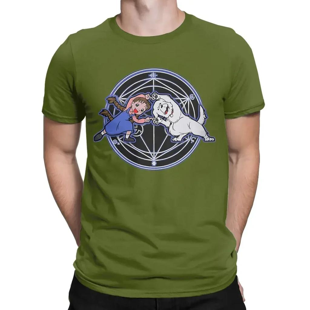 T-Shirts Fusioonn Fullmetal Alchemist Anime Vintage 100% Cotton Tee Shirt Short Sleeve Nina and Dog T Shirt Round Collar