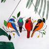 Spectacular Stained Glass Birds-on-a-wire Window Panel For Elegant Decor