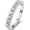 [Takeda Jewelry] Elegant Half Eternity Ring with Seven 0.56ct Moissanite Stones, 2.5mm Wide, Crafted from 925 Sterling Silver, Perfect for Gifts and A