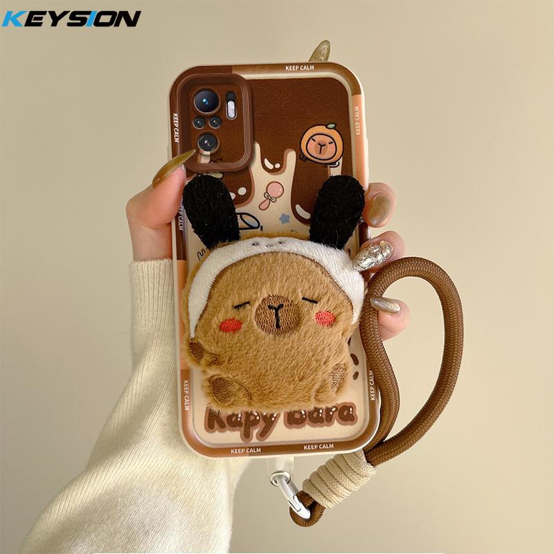 

KEYSION Милый 3D Мультяшный Плюшевый Чехол для Redmi Note 10S 10 5G 10 Pro 4G со Шнурком Силиконовый Противоударный Чехол для Телефона для POCO M5S for POCO M5S