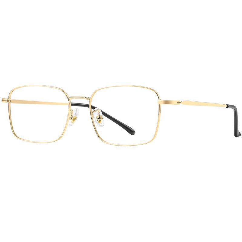 New gold silk glasses frame ruffian handsome Sven square frame metal myopia glasses women's anti-blue flat glasses men