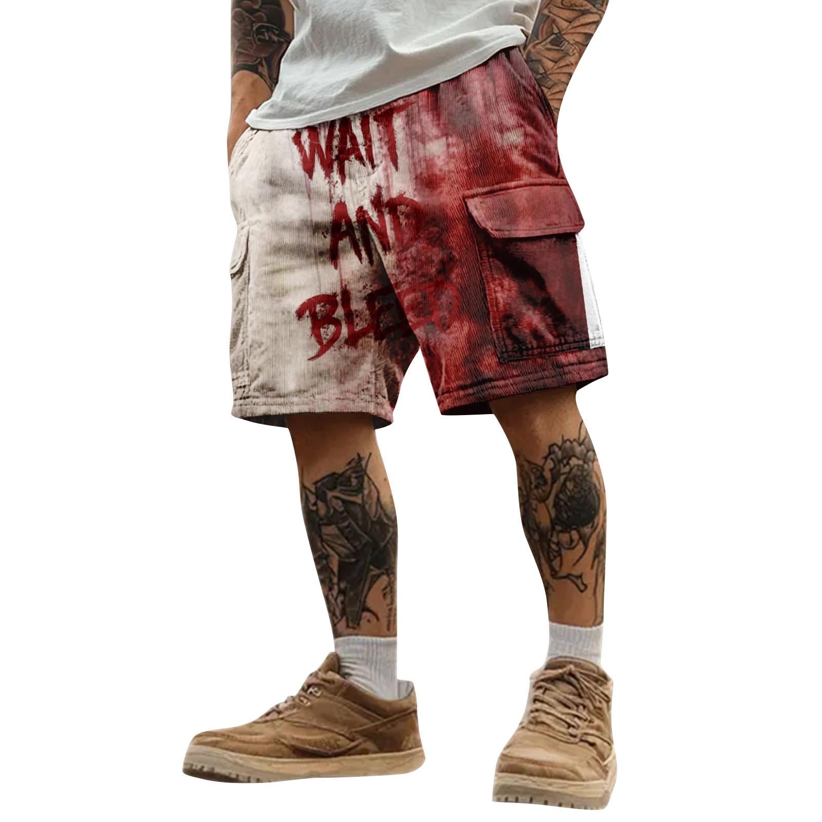 

Мужские спортивные шорты карго с принтом на Хэллоуин, свободного кроя, с несколькими карманами XL