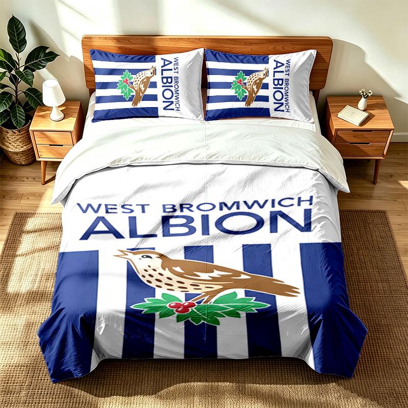 West Bromwich Albion FC (1) 3pc Set Suitable for Master Bedrooms Soft and Comfortable an Ideal Gift for Family and Friends Includes One Duvet Cover an