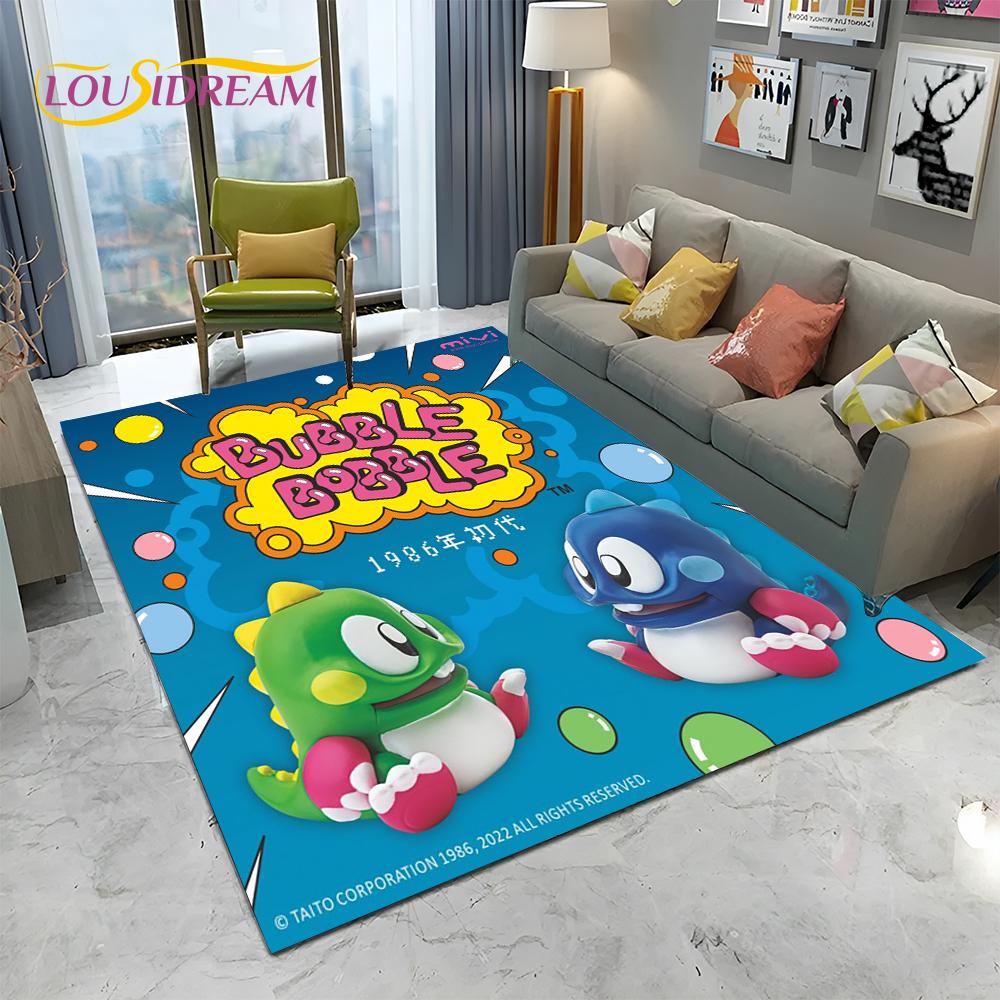 Cartoon Bubble Bobble Game Gamer Carpet Rug for Home Living Room Bedroom Sofa Doormat Decor,kid Play Area Rug Non-slip Floor Mat