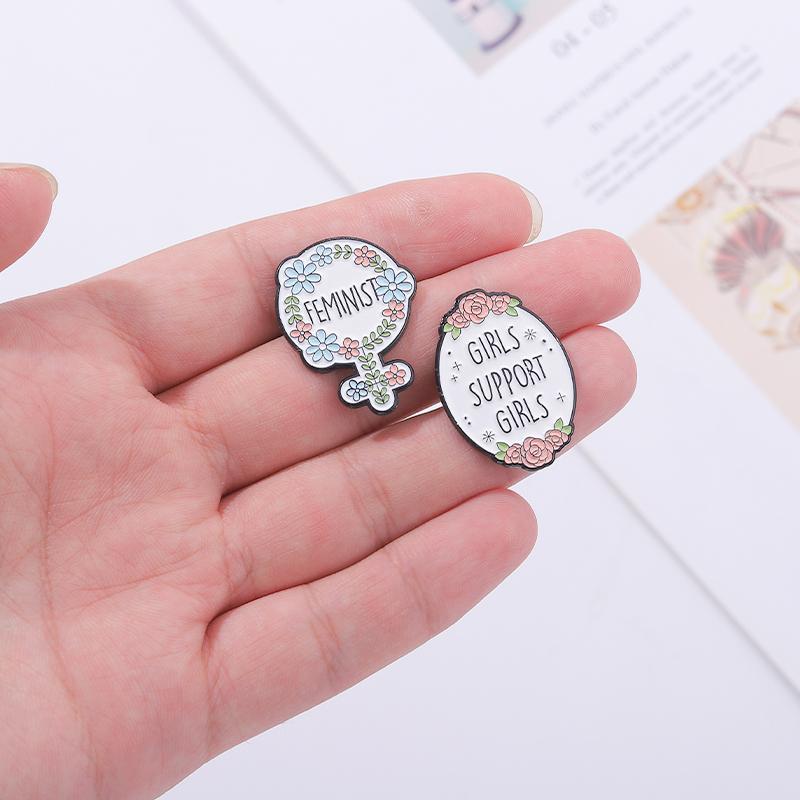 Girl Power Enamel Pins Custom Feminism Brooches Self Love The Future Is Female Lapel Badges Quotes Jewelry Gift for Friends