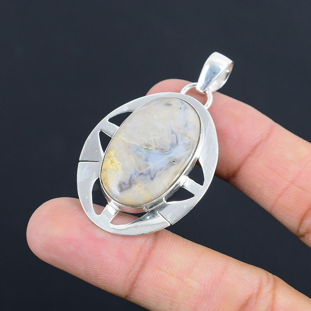 925 Sterling Silver Crazy Lace Agate Stone Daughter Birthday New Pendant Jewelry