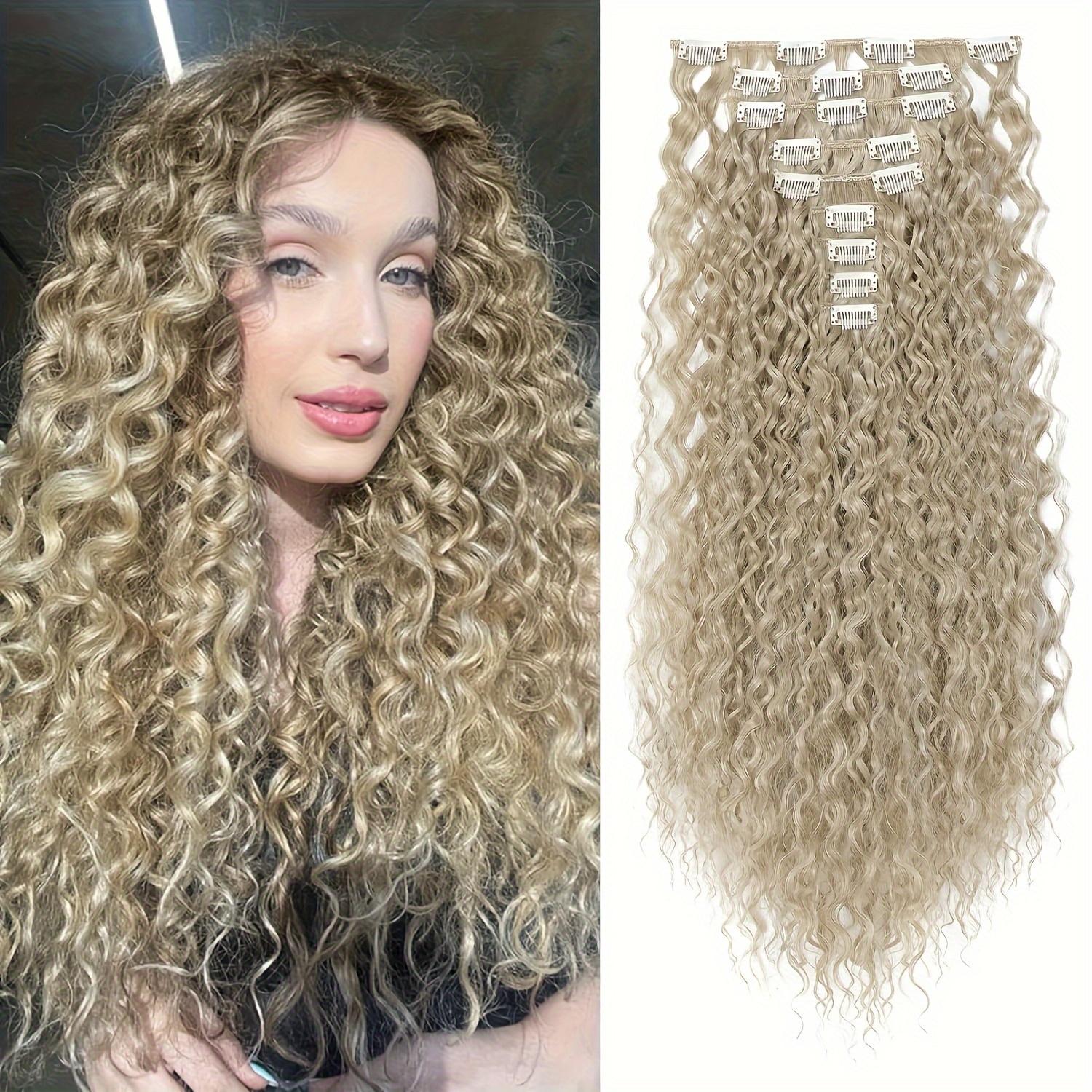 9 BUC Extensii de Păr cu Clips Excelente Cusute Manual 22 Inch Extensie Păr Cret Extensii de Păr Sintetice Lungi Moi pentru Femei 22inches beige