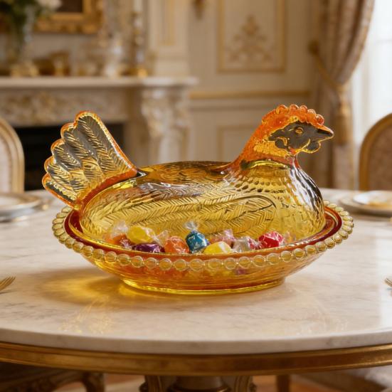 Yousheng Clear Chicken Storage Box Multi-purpose Snacks Candies Nuts Foods Container Jar Jewelry Holder Kitchen Table Centerpiece Decorative