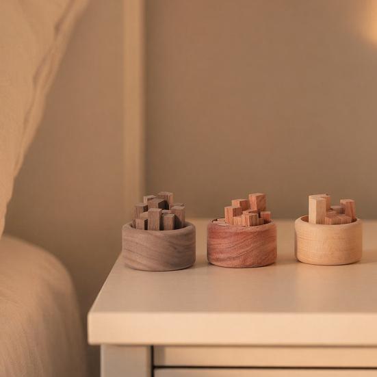 Yangyizhi Holz-Ätherisch-Öl-Diffusor, Buchenholz Aromatherapie Kleiner Runder Diffusor für Zuhause Büros Autos Yogaräume
