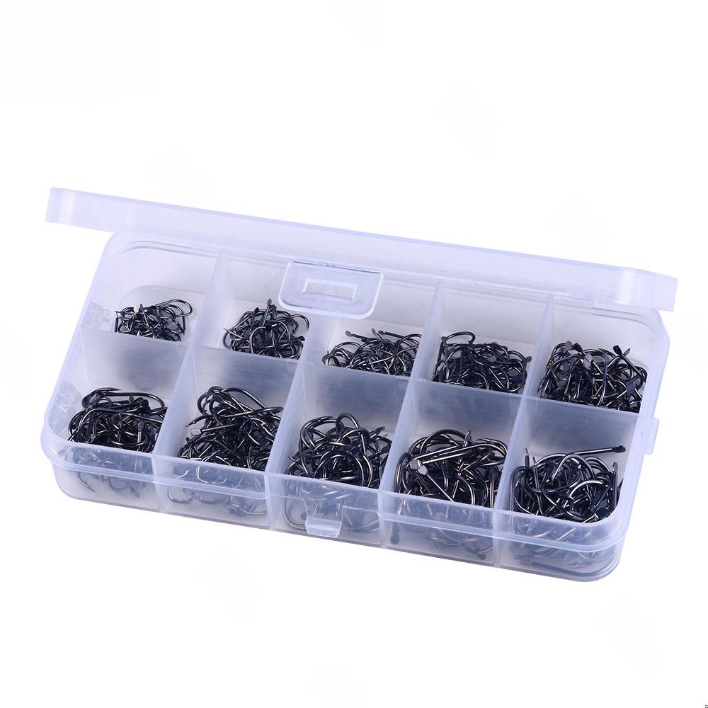 

100-500pcs Lure Hook Set with Ise Ni Barb Single Hooks and Tubes in Box