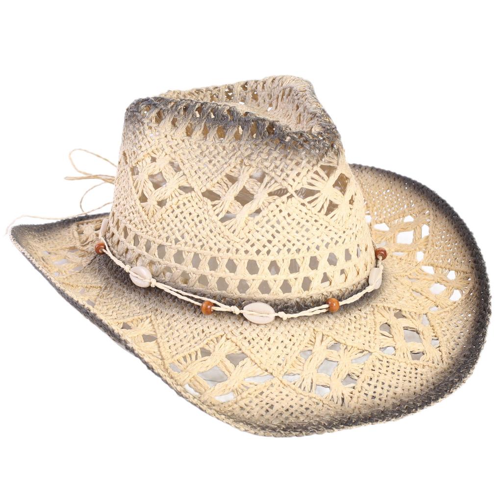Popular sombrero de vaquero occidental hueco clásico europeo y americano, moda para hombre y mujer, sombrero de paja transpirable para vacaciones, protección solar