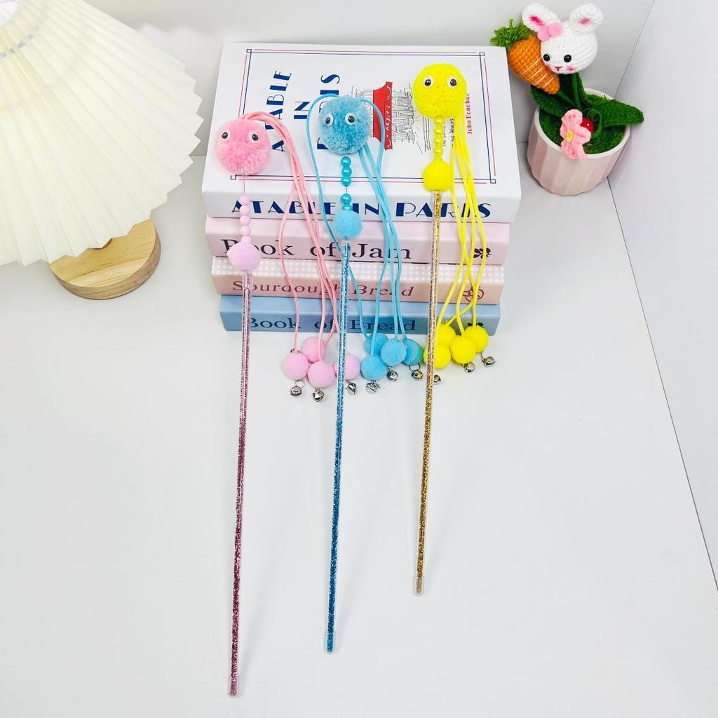 Little Monster Fairy Cat Teaser Toy - Bite-Resistant Long Handle Monster Flower Stick