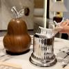 Wood Grain Pear Toothpick Dispenser Dental Floss Toothpick Holder Home Office Restaurant Kitchen Desktop Toothpick Organizer Container