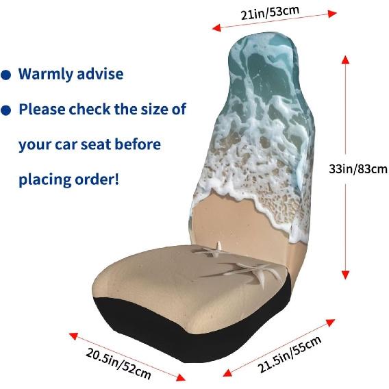 Beach Starfish Print Car Seat Covers For Women Men Ocean Theme Car Seat Cushion Bucket Seat Protector Fits For Car SUV Sedan Truck Universal Auto