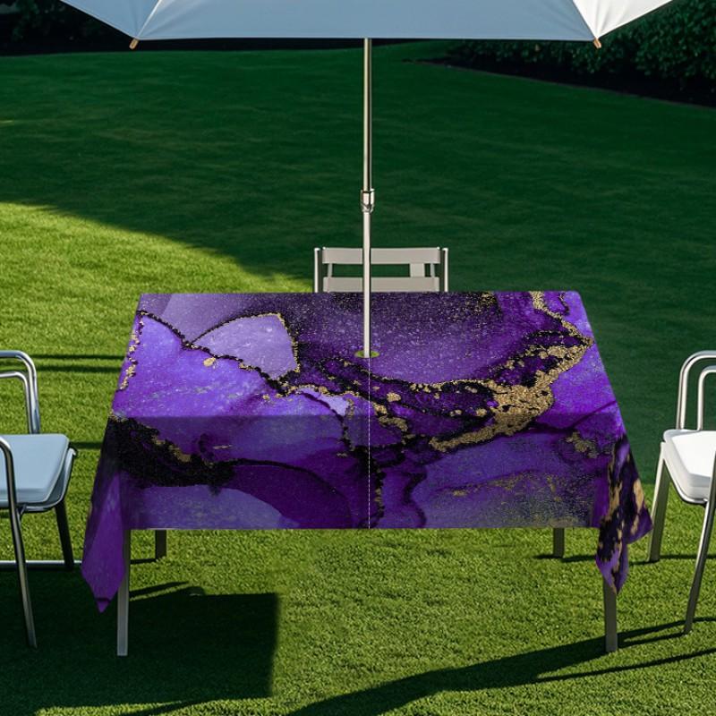 Outdoor Rectangular Table Cover With Starry Sky Sand Flow Waterproof Elastic Edge Patio Garden Dining